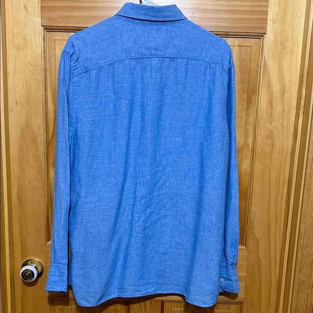 Baird McNutt Murano Men’s Long Sleeve Blue 100% Linen Button-Down Shirt, Size Lg - Picture 2 of 9